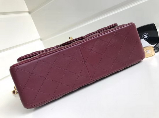 Chanel Large Classic Flap Bag in Burgundy Lambskin Gold Hardware