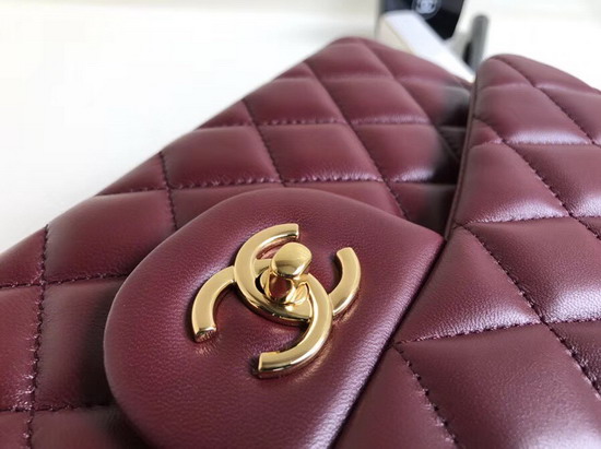 Chanel Large Classic Flap Bag in Burgundy Lambskin Gold Hardware