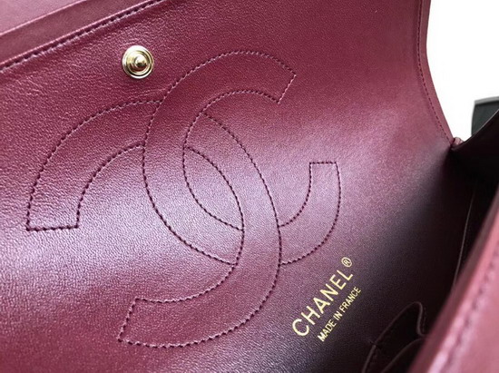 Chanel Large Classic Flap Bag in Burgundy Lambskin Gold Hardware