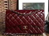 Chanel Large Classic Flap Bag in Burgundy Patent Leather