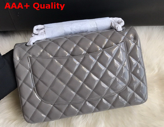 Chanel Large Classic Flap Bag in Gray Patent Leather Replica