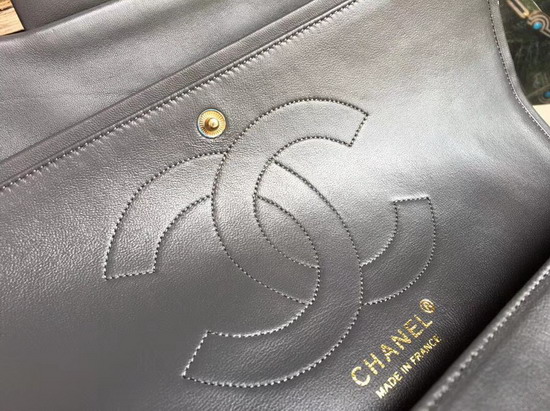 Chanel Large Classic Flap Bag in Grey Lambskin Gold Hardware