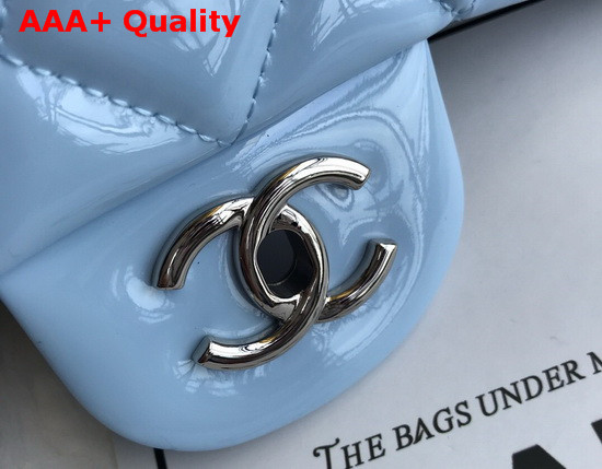 Chanel Large Classic Flap Bag in Light Blue Patent Leather Replica