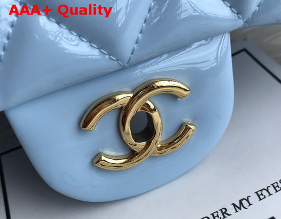 Chanel Large Classic Flap Bag in Light Blue Patent Leather Replica