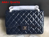 Chanel Large Classic Flap Bag in Navy Blue Patent Leather Replica