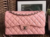 Chanel Large Classic Flap Bag in Pink Patent Leather