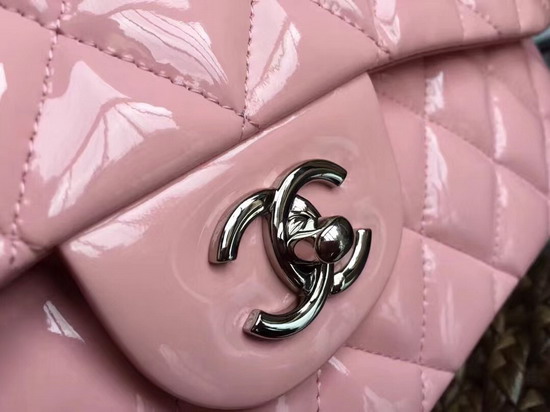 Chanel Large Classic Flap Bag in Pink Patent Leather