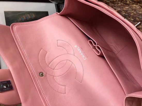 Chanel Large Classic Flap Bag in Pink Patent Leather