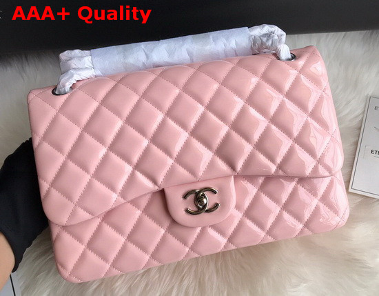 Chanel Large Classic Flap Bag in Pink Patent Leather Replica