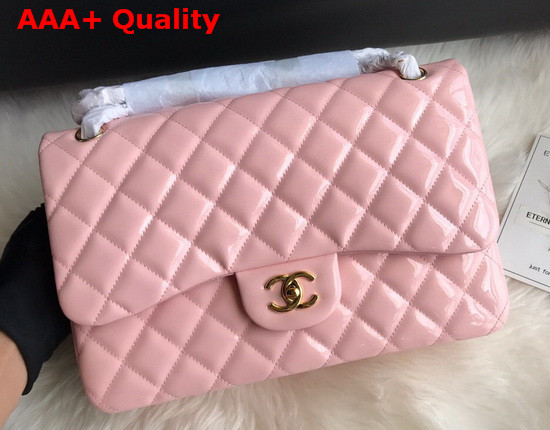 Chanel Large Classic Flap Bag in Pink Patent Leather Replica