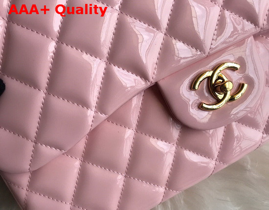 Chanel Large Classic Flap Bag in Pink Patent Leather Replica