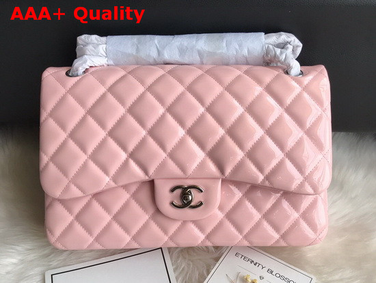 Chanel Large Classic Flap Bag in Pink Patent Leather Replica