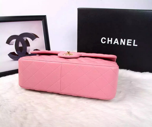 Chanel Large Classic Flap Bag in Pink Quilted Lambskin with Gold Chain for Sale