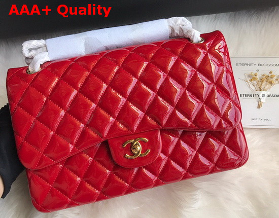 Chanel Large Classic Flap Bag in Red Patent Leather Replica