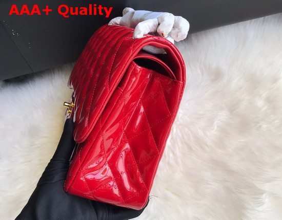 Chanel Large Classic Flap Bag in Red Patent Leather Replica