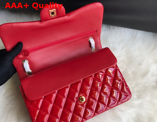 Chanel Large Classic Flap Bag in Red Patent Leather Replica