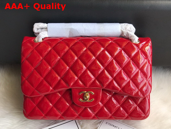 Chanel Large Classic Flap Bag in Red Patent Leather Replica