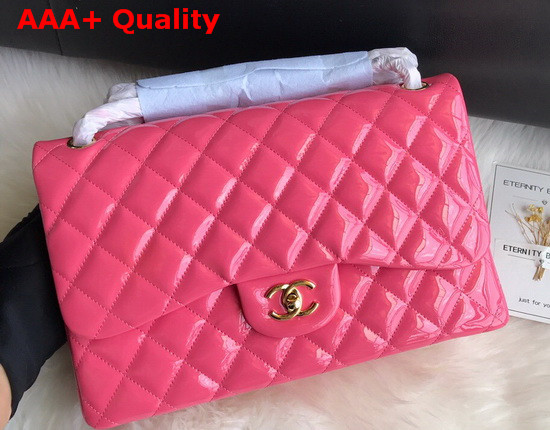 Chanel Large Classic Flap Bag in Rose Patent Leather Replica