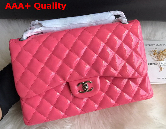 Chanel Large Classic Flap Bag in Rose Patent Leather Replica