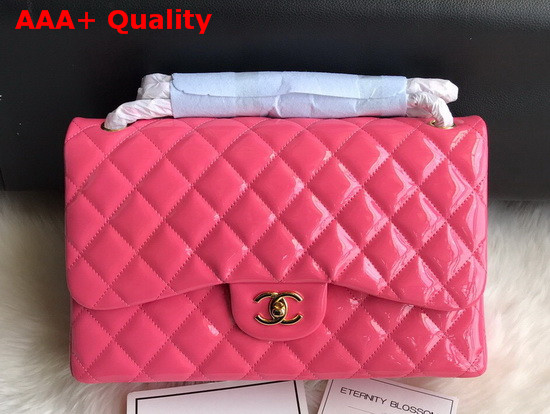 Chanel Large Classic Flap Bag in Rose Patent Leather Replica