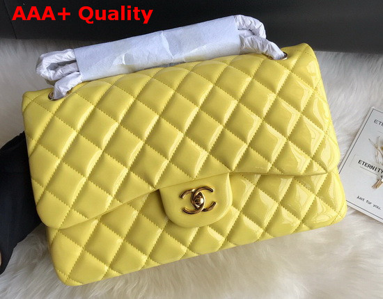 Chanel Large Classic Flap Bag in Yellow Patent Leather Replica