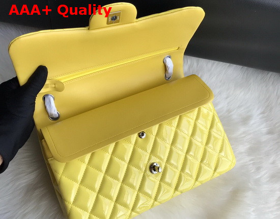 Chanel Large Classic Flap Bag in Yellow Patent Leather Replica