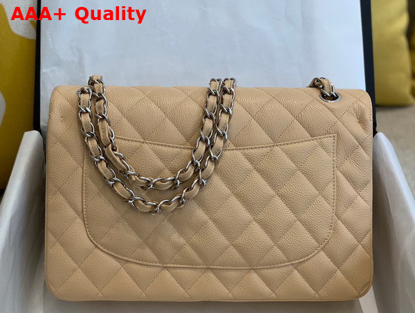 Chanel Large Classic Handbag in Beige Grained Calfskin Gold Tone Metal A58600 Replica