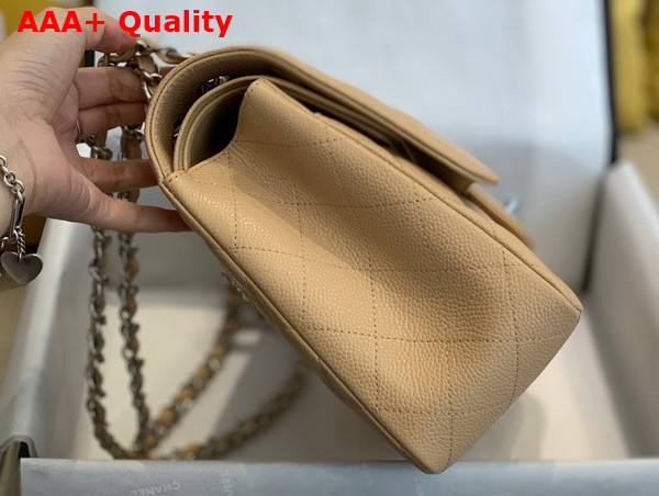 Chanel Large Classic Handbag in Beige Grained Calfskin Gold Tone Metal A58600 Replica