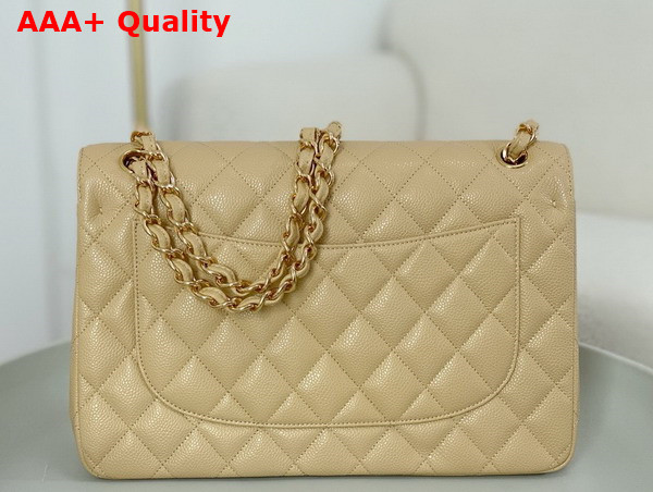 Chanel Large Classic Handbag in Beige Grained Calfskin with Gold Tone Metal Ref A58600 Replica