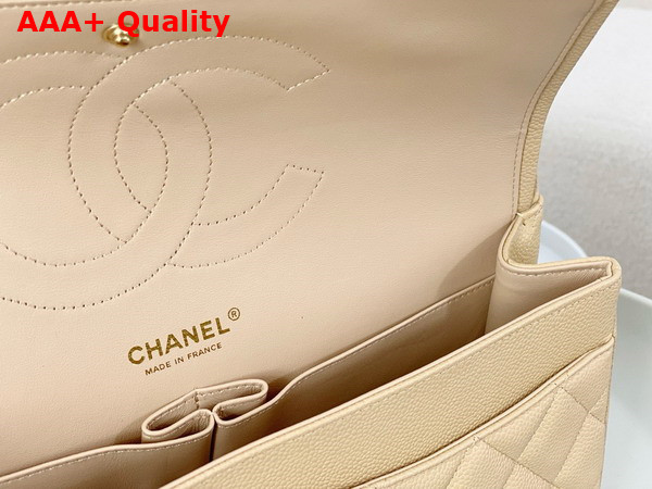 Chanel Large Classic Handbag in Beige Grained Calfskin with Gold Tone Metal Ref A58600 Replica