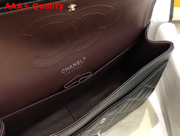 Chanel Large Classic Handbag in Black Grained Calfskin Gold Tone Metal A58600 Replica