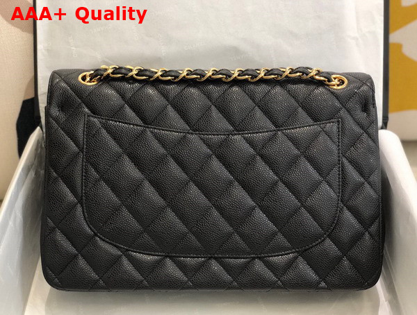 Chanel Large Classic Handbag in Black Grained Calfskin Gold Tone Metal A58600 Replica