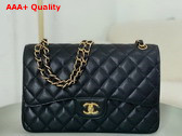 Chanel Large Classic Handbag in Black Grained Calfskin with Gold Tone Metal Ref A58600 Replica