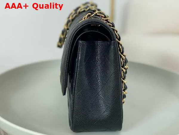 Chanel Large Classic Handbag in Black Grained Calfskin with Gold Tone Metal Ref A58600 Replica