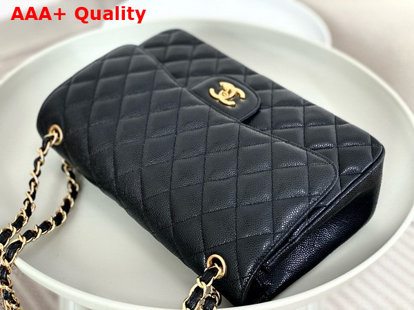 Chanel Large Classic Handbag in Black Grained Calfskin with Gold Tone Metal Ref A58600 Replica