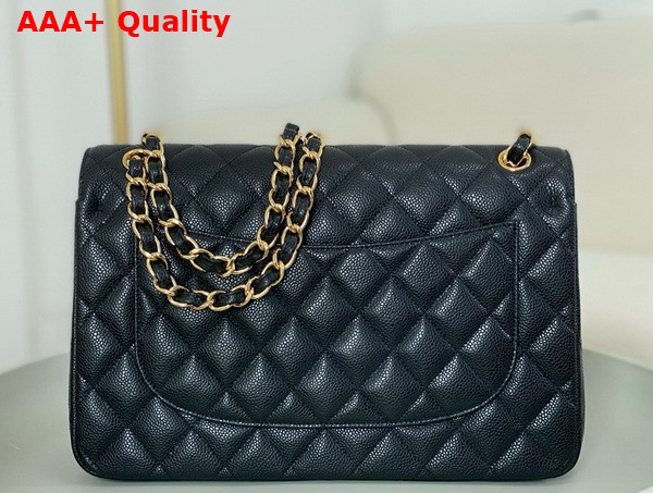 Chanel Large Classic Handbag in Black Grained Calfskin with Gold Tone Metal Ref A58600 Replica