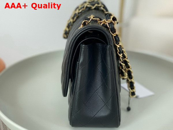 Chanel Large Classic Handbag in Black Lambskin with Gold Tone Metal Ref A58600 Replica