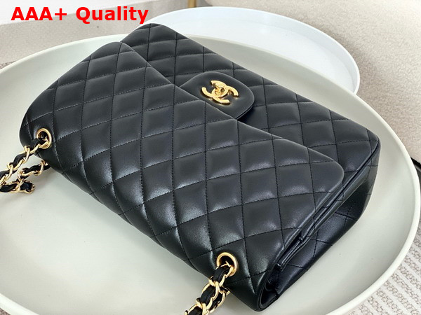 Chanel Large Classic Handbag in Black Lambskin with Gold Tone Metal Ref A58600 Replica