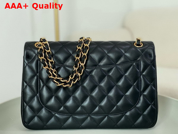 Chanel Large Classic Handbag in Black Lambskin with Gold Tone Metal Ref A58600 Replica