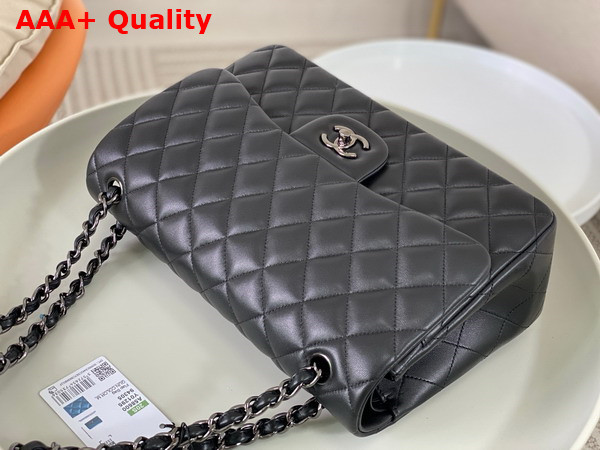 Chanel Large Classic Handbag in Black Lambskin with Ruthenium Finish Metal Ref A58600 Replica