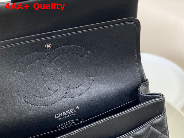 Chanel Large Classic Handbag in Black Lambskin with Ruthenium Finish Metal Ref A58600 Replica