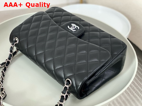 Chanel Large Classic Handbag in Black Lambskin with Silver Tone Metal Ref A58600 Replica