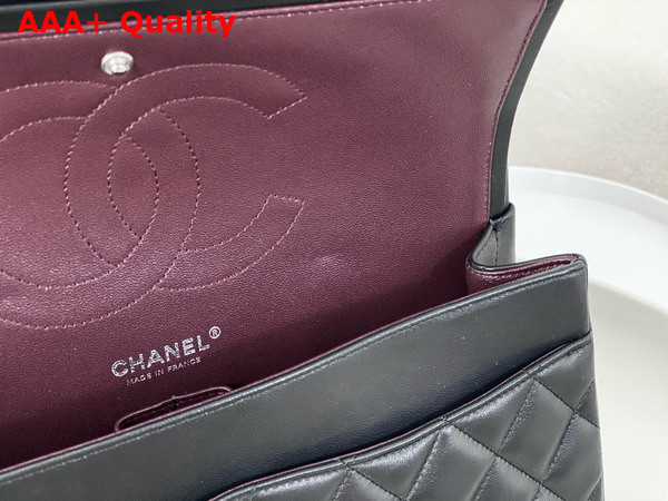 Chanel Large Classic Handbag in Black Lambskin with Silver Tone Metal Ref A58600 Replica