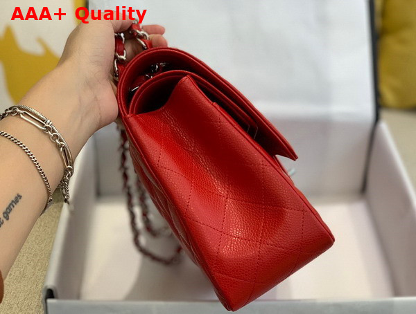 Chanel Large Classic Handbag in Red Grained Calfskin Gold Tone Metal A58600 Replica