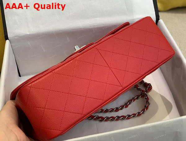 Chanel Large Classic Handbag in Red Grained Calfskin Gold Tone Metal A58600 Replica