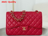 Chanel Large Classic Handbag in Red Grained Calfskin with Gold Tone Metal Ref A58600 Replica