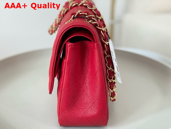 Chanel Large Classic Handbag in Red Grained Calfskin with Gold Tone Metal Ref A58600 Replica