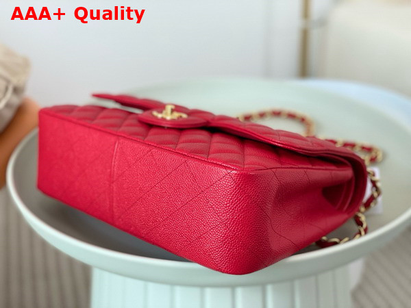 Chanel Large Classic Handbag in Red Grained Calfskin with Gold Tone Metal Ref A58600 Replica