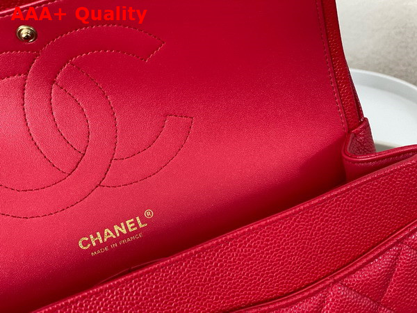 Chanel Large Classic Handbag in Red Grained Calfskin with Gold Tone Metal Ref A58600 Replica