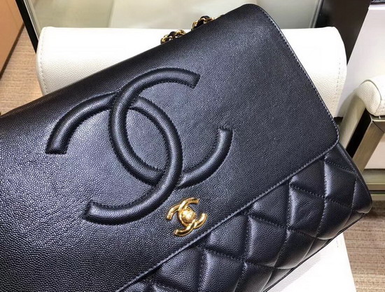 Chanel Large Coco Flap Bag in Black Grained Calfskin